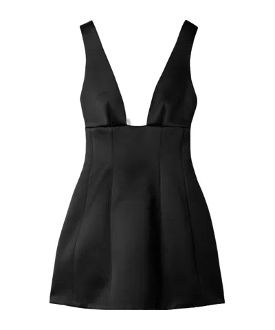 Brandon Maxwell Silk Satin Mini Dress In Black