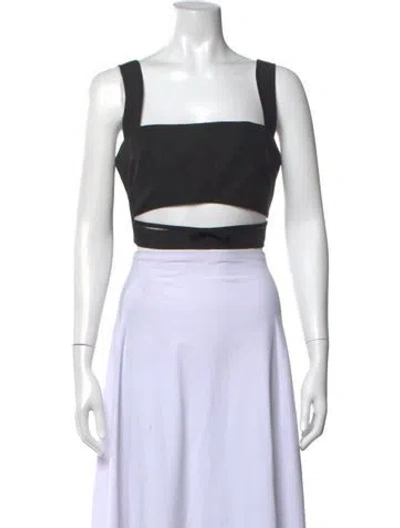 Pre-owned Brandon Maxwell Silk Square Neckline Crop Top In Green