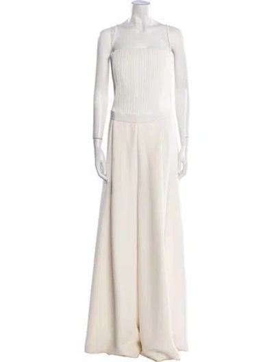 Pre-owned Brandon Maxwell Silk Square Neckline Jumpsuit In Neutral