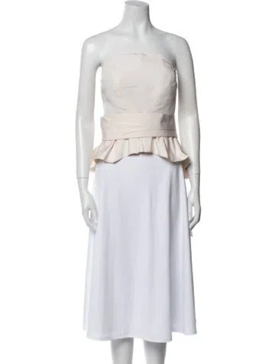 Pre-owned Brandon Maxwell Silk Strapless Crop Top In Neutral