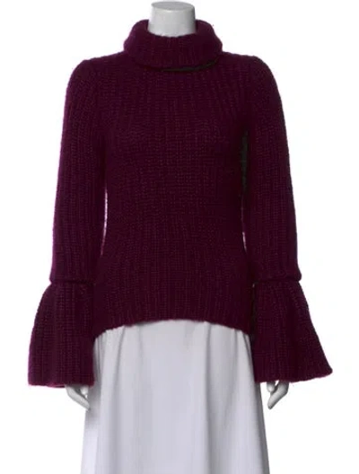 Pre-owned Brandon Maxwell Silk Turtleneck Sweater In Purple