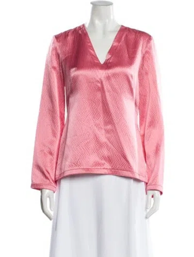 Pre-owned Brandon Maxwell Silk V-neck Top In Pink