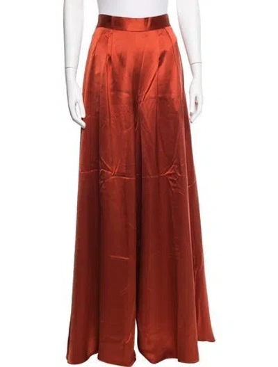 Pre-owned Brandon Maxwell Silk Wide Leg Pants In Orange