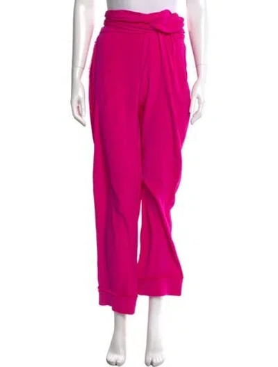 Pre-owned Brandon Maxwell Silk Wide Leg Pants In Pink