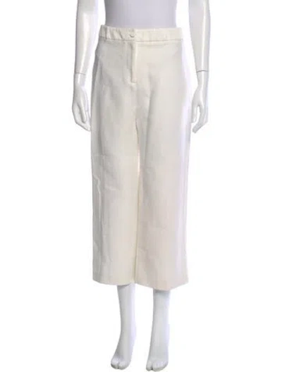 Pre-owned Brandon Maxwell Silk Wide Leg Pants In White
