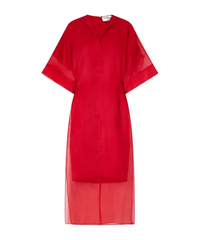 Brandon Maxwell The Zuri Silk-organza Midi Dress In Red