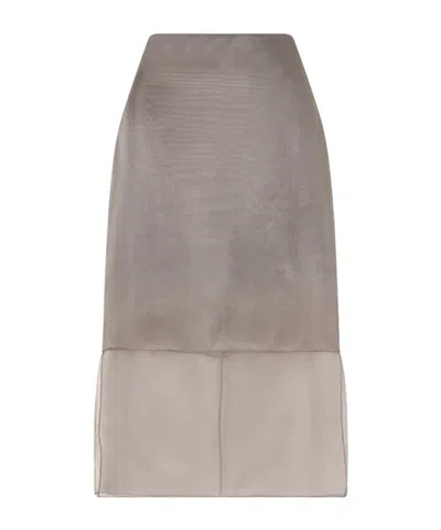Brandon Maxwell Silk-organza Midi Skirt In Gray