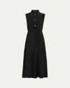 Brandon Maxwell The Meribel Sleeveless Wool-silk Crepe Maxi Shirt Dress In Black