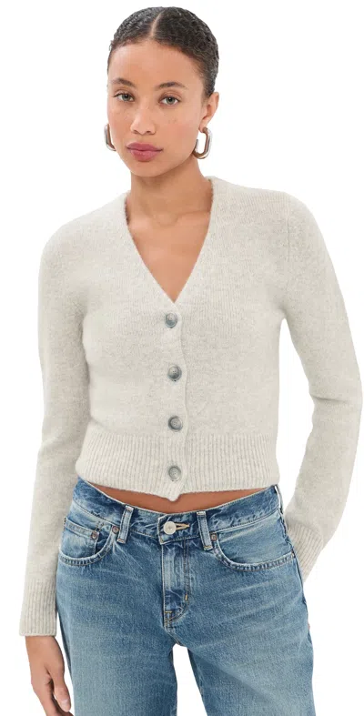 Brandon Maxwell Sloane Silk Cashmere Cardigan Sweater Marled Oatmeal