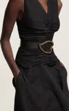 Brandon Maxwell Small Marble Heart Leather Belt In Black