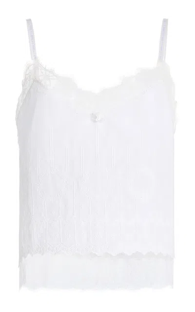 Brandon Maxwell Smith Embroidered Cotton Cami In White