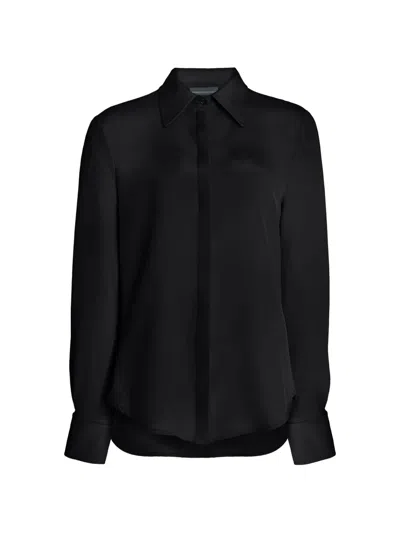 Brandon Maxwell Spence Silk Shirt In Black