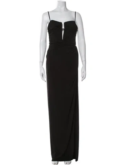 Pre-owned Brandon Maxwell Square Neckline Long Dress In Black