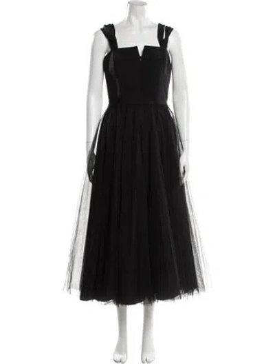 Pre-owned Brandon Maxwell Square Neckline Long Dress In Black