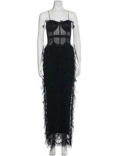 Pre-owned Brandon Maxwell Square Neckline Long Dress In Blue