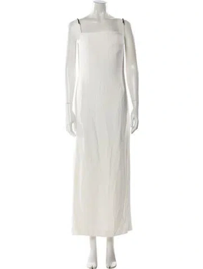 Pre-owned Brandon Maxwell Square Neckline Long Dress In Neutral
