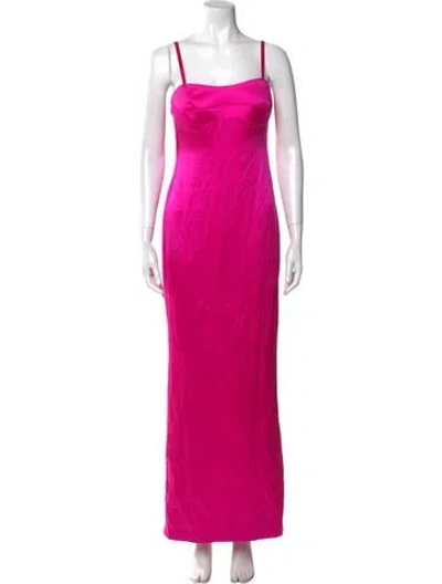 Pre-owned Brandon Maxwell Square Neckline Long Dress In Pink