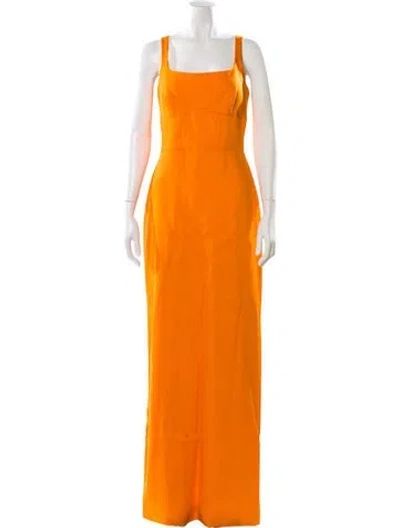 Pre-owned Brandon Maxwell Square Neckline Long Dress W/ Tags In Orange