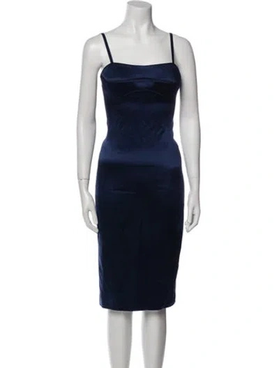 Pre-owned Brandon Maxwell Square Neckline Midi Length Dress In Blue