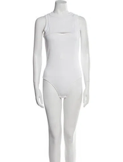 Pre-owned Brandon Maxwell Square Neckline Sleeveless Bodysuit In White