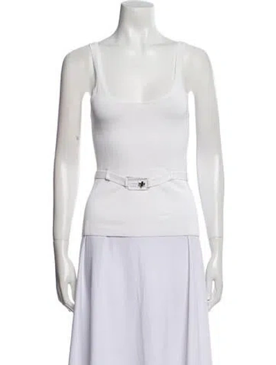 Pre-owned Brandon Maxwell Square Neckline Sleeveless Top In White