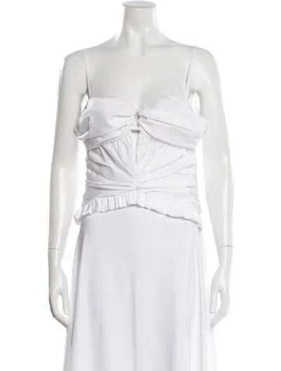 Pre-owned Brandon Maxwell Square Neckline Sleeveless Top In White