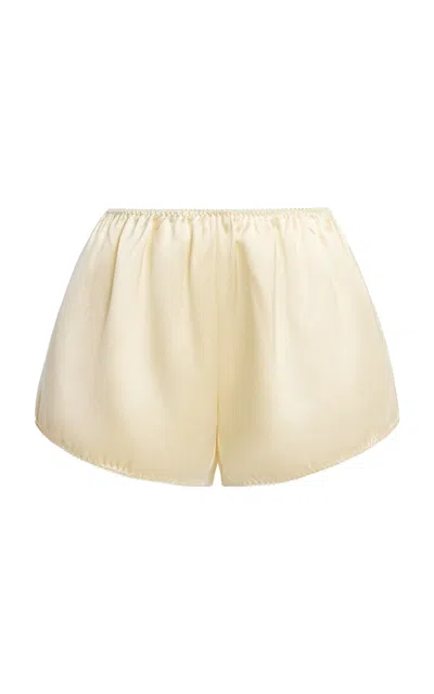 Brandon Maxwell Stella Silk Mini Shorts In Neutral