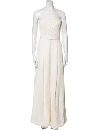 Pre-owned Brandon Maxwell Strapless Jumpsuit In Neutral