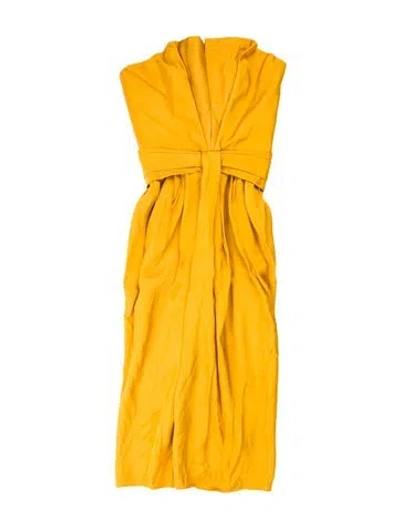 Pre-owned Brandon Maxwell Strapless Knee-length Dress In Yellow