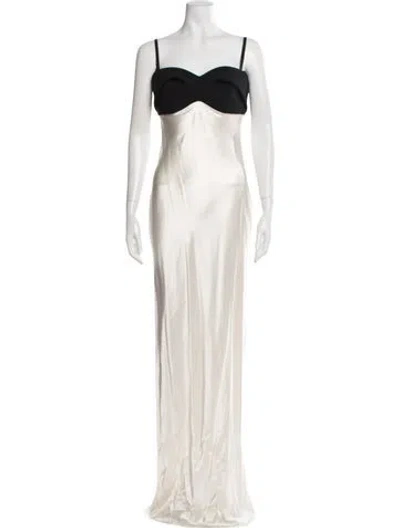 Pre-owned Brandon Maxwell Strapless Long Dress In Neutral