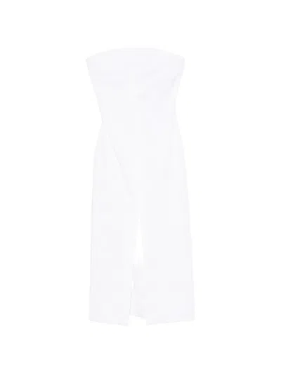 Brandon Maxwell Strapless Midi Dress In Multi
