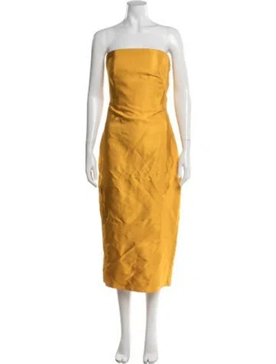 Pre-owned Brandon Maxwell Strapless Midi Length Dress In Yellow