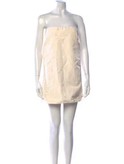 Pre-owned Brandon Maxwell Strapless Mini Dress In Neutrals