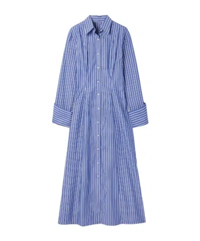 Brandon Maxwell Striped Cotton-poplin Midi Shirt Dress In Transparent