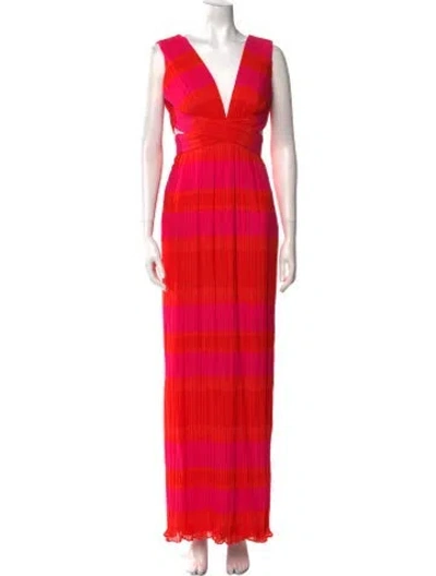 Pre-owned Brandon Maxwell Striped Long Dress In Multi
