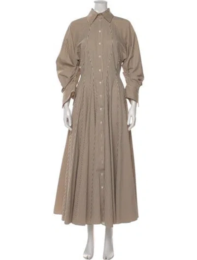Pre-owned Brandon Maxwell Striped Long Dress In Neutral