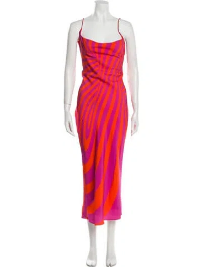 Pre-owned Brandon Maxwell Striped Long Dress In Orange