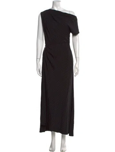 Pre-owned Brandon Maxwell Striped Long Dress W/ Tags In Black
