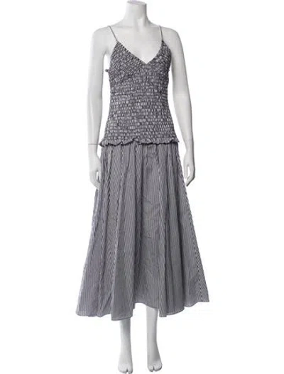 Pre-owned Brandon Maxwell Striped Midi Length Dress In Multicolor