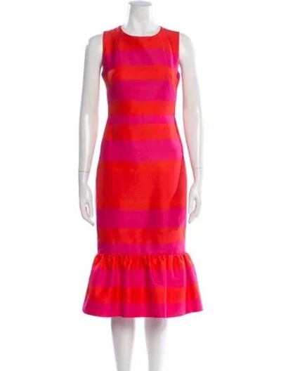 Pre-owned Brandon Maxwell Striped Midi Length Dress In Orange