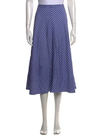 Pre-owned Brandon Maxwell Striped Midi Length Skirt In Blue