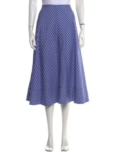 Pre-owned Brandon Maxwell Striped Midi Length Skirt In Blue