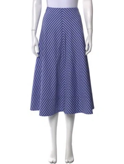 Pre-owned Brandon Maxwell Striped Midi Length Skirt In Blue
