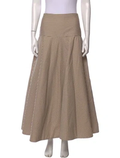 Pre-owned Brandon Maxwell Striped Midi Length Skirt In Brown
