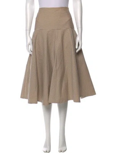 Pre-owned Brandon Maxwell Striped Midi Length Skirt In Brown