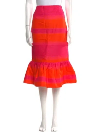 Pre-owned Brandon Maxwell Striped Midi Length Skirt In Orange