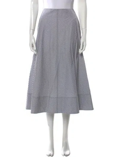Pre-owned Brandon Maxwell Striped Midi Length Skirt In White