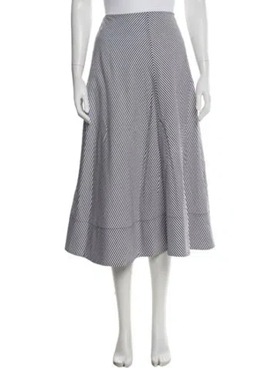 Pre-owned Brandon Maxwell Striped Midi Length Skirt In White