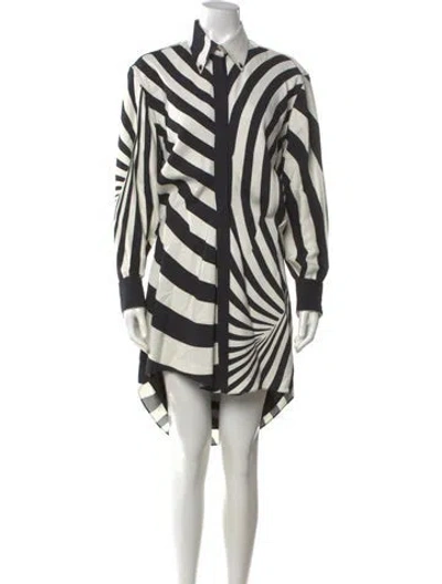 Pre-owned Brandon Maxwell Striped Mini Dress In Black