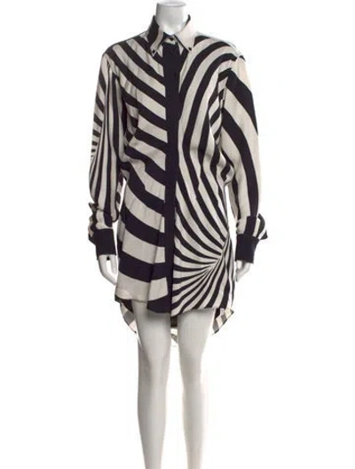 Pre-owned Brandon Maxwell Striped Mini Dress In Black/white